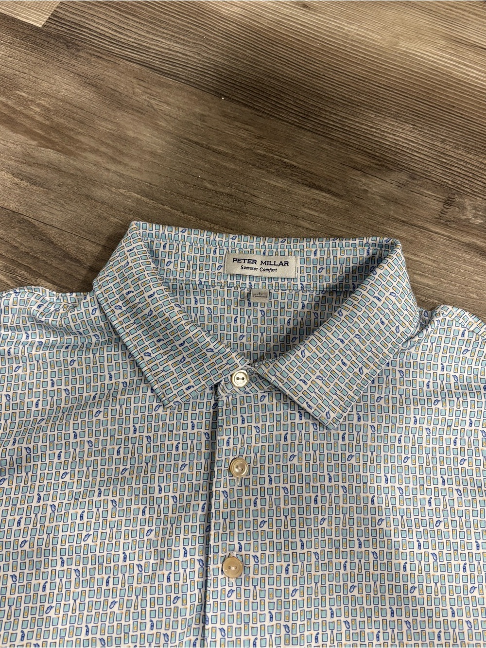 Peter Millar Light Blue Micro-Pattern Polo - Picture 2 of 3